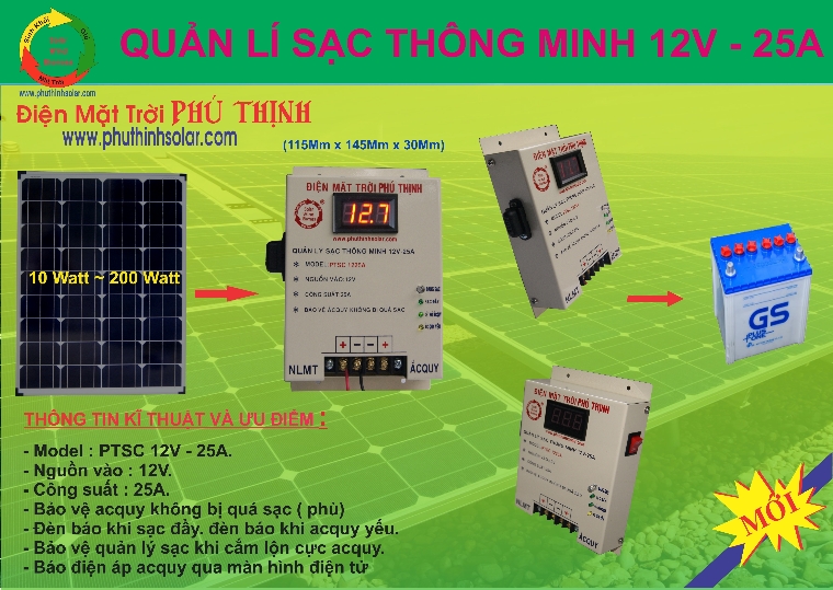 Quản lí sạc thông minh 12V - 25A